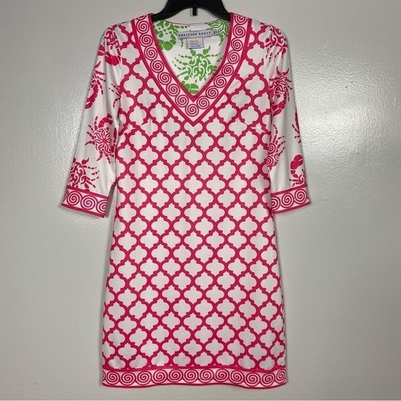 Gretchen Scott Mediterranean tiles and lobster mix media print dress - Picture 1 of 7